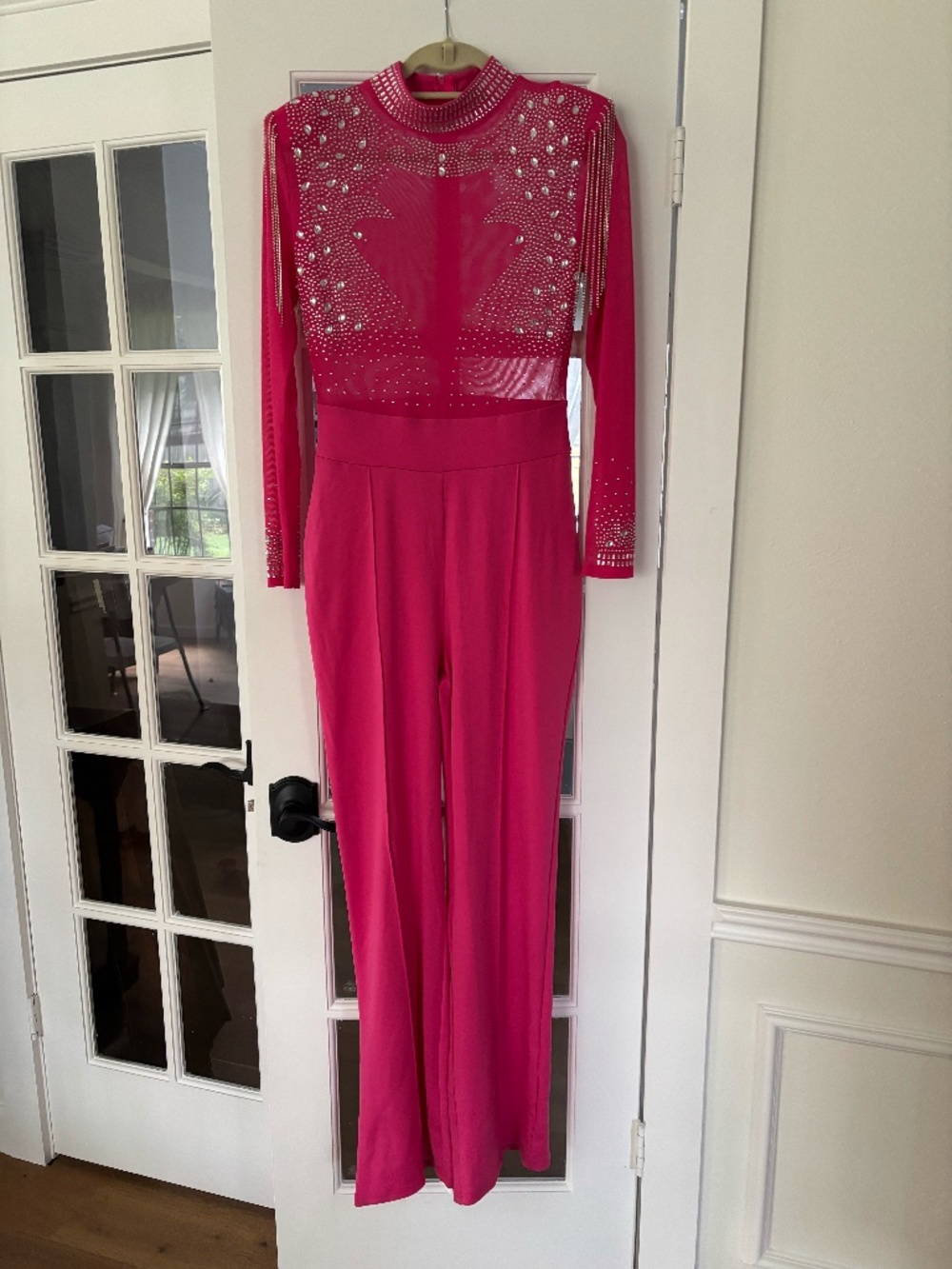 Bright Pink bedazzled Size L jumpsuit